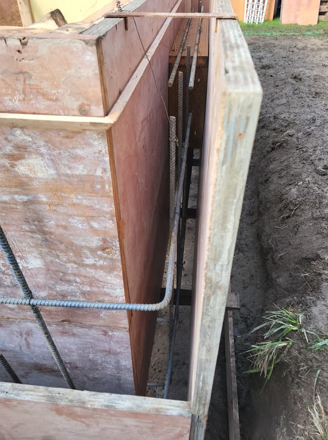 Rebar inside concrete forms