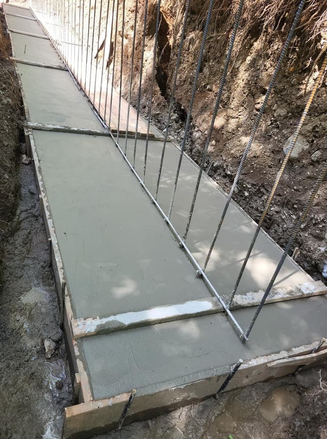 Decorative concrete walkway with landscape edging