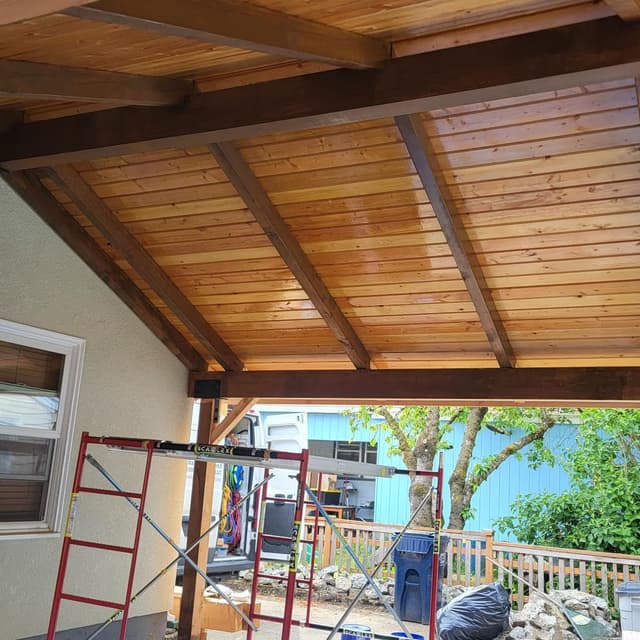 patio shelter ceiling rafters