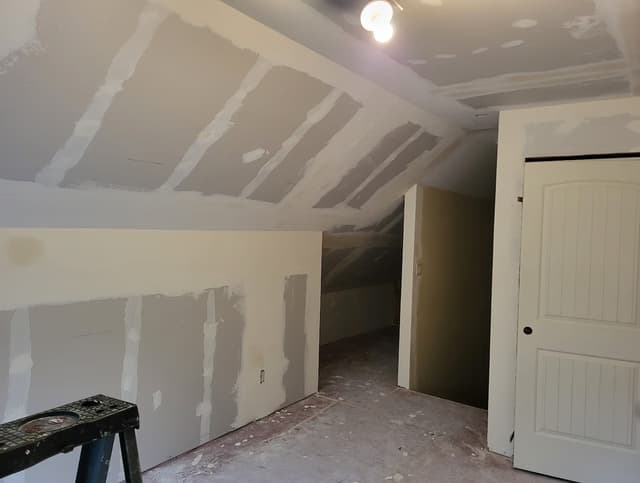 An alcove with new drywall
