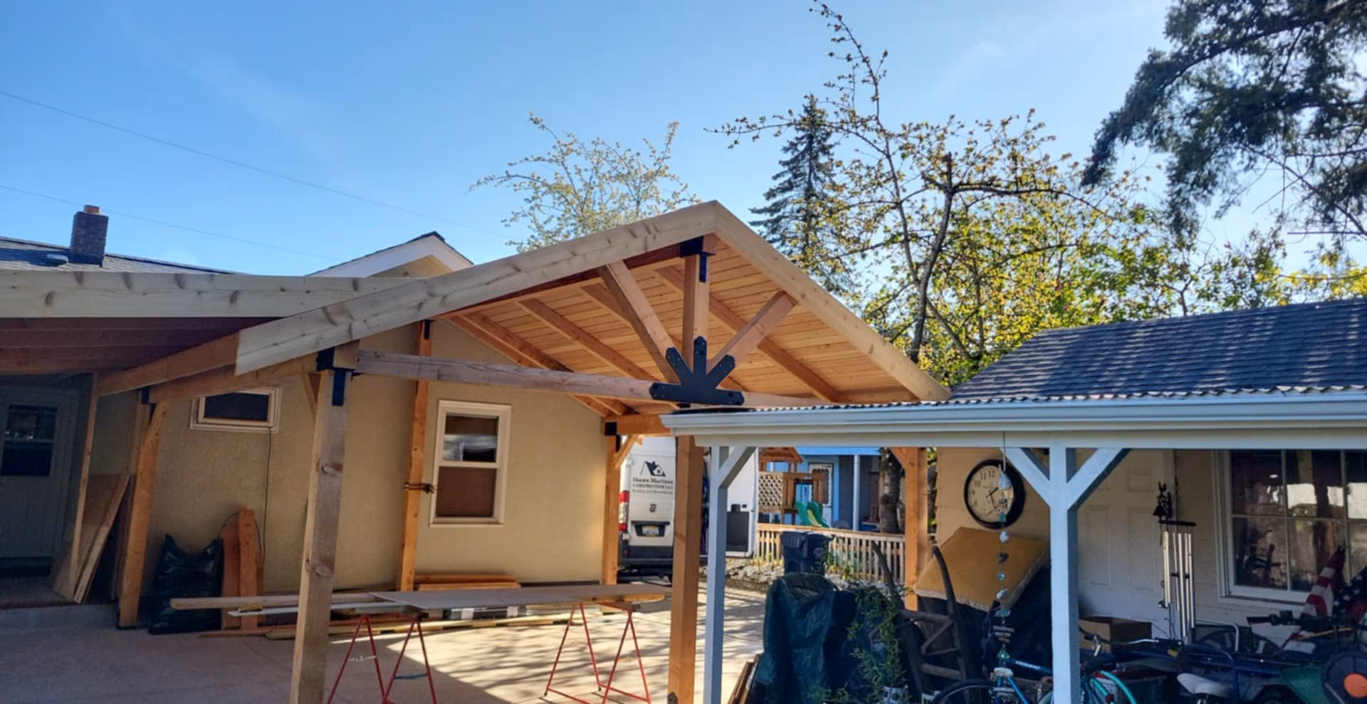 Patio shelter in progress